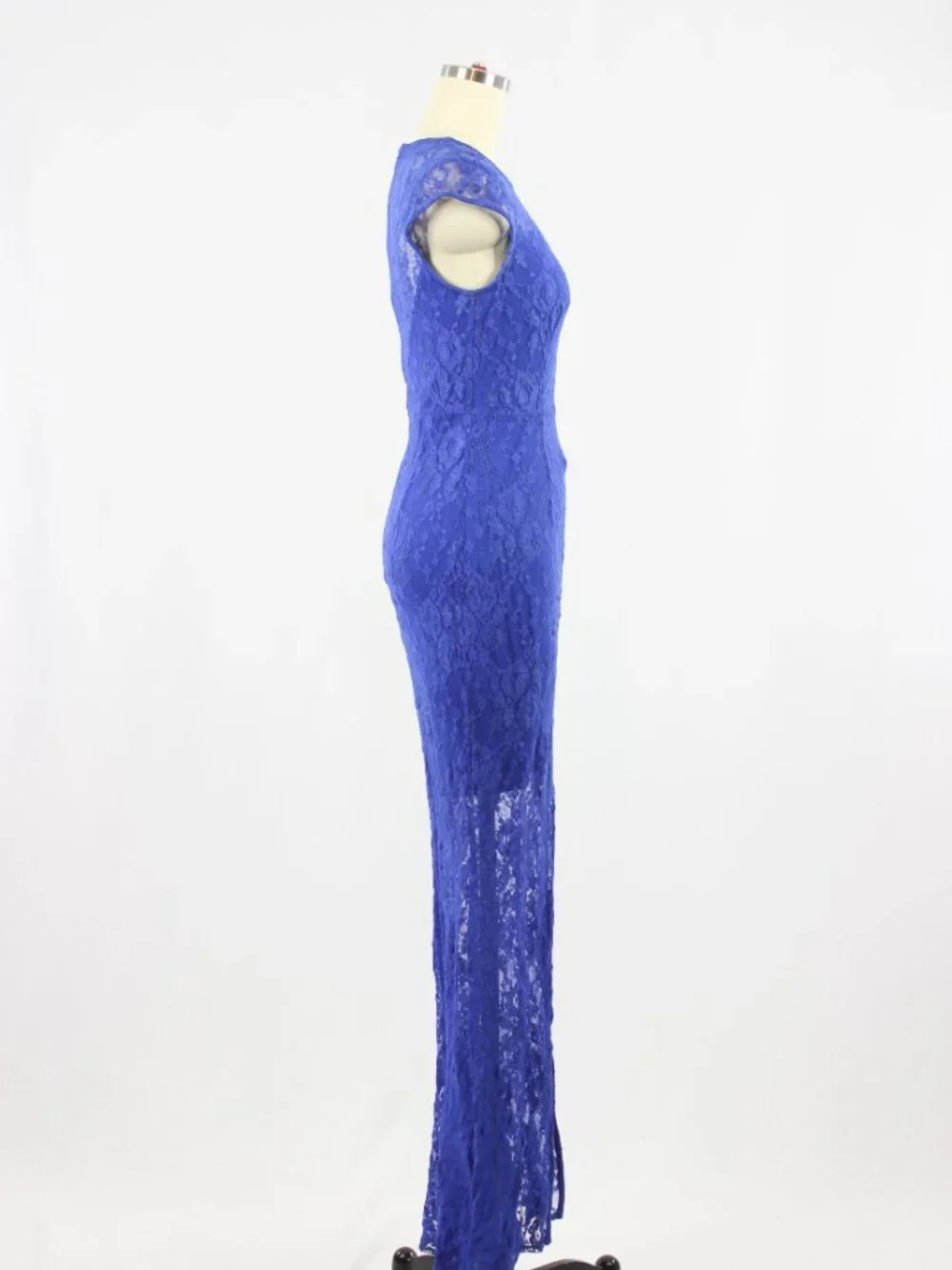 Vintage 00's LE CHATEAU Royal Blue Stretch Lace Fish Tail Maxi Dress, Size XS - Picture 2 of 11